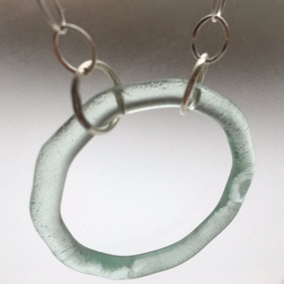 Sterling Silver Upcycled Glass Necklace Handmade - Picture 7 of 12